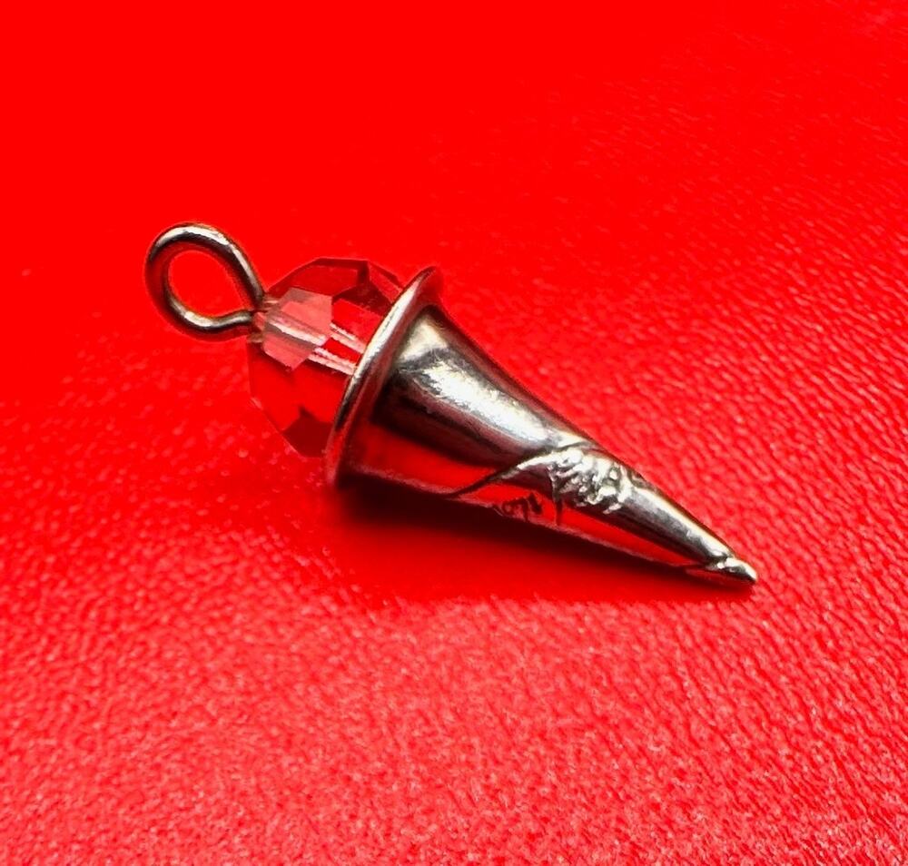 Mignon Faget Faceted Strawberry Red Crystal Sno Ball Sterling Silver Cone Charm